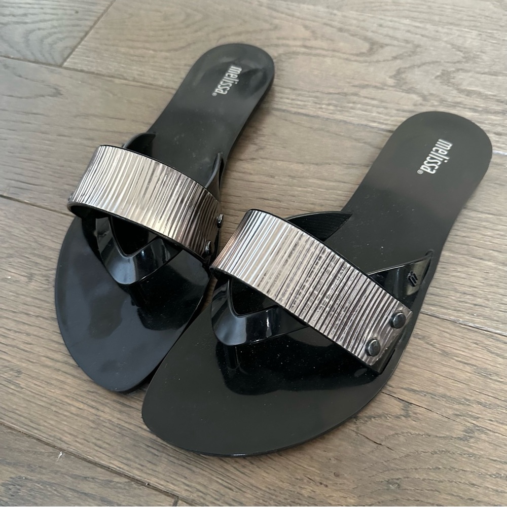 NWOT Melissa Women's Sandals in Black and Silver